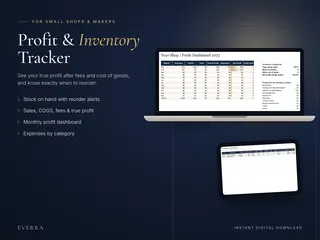 Profit & Inventory Tracker dashboard on a laptop