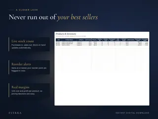 Products tab close-up with reorder alerts