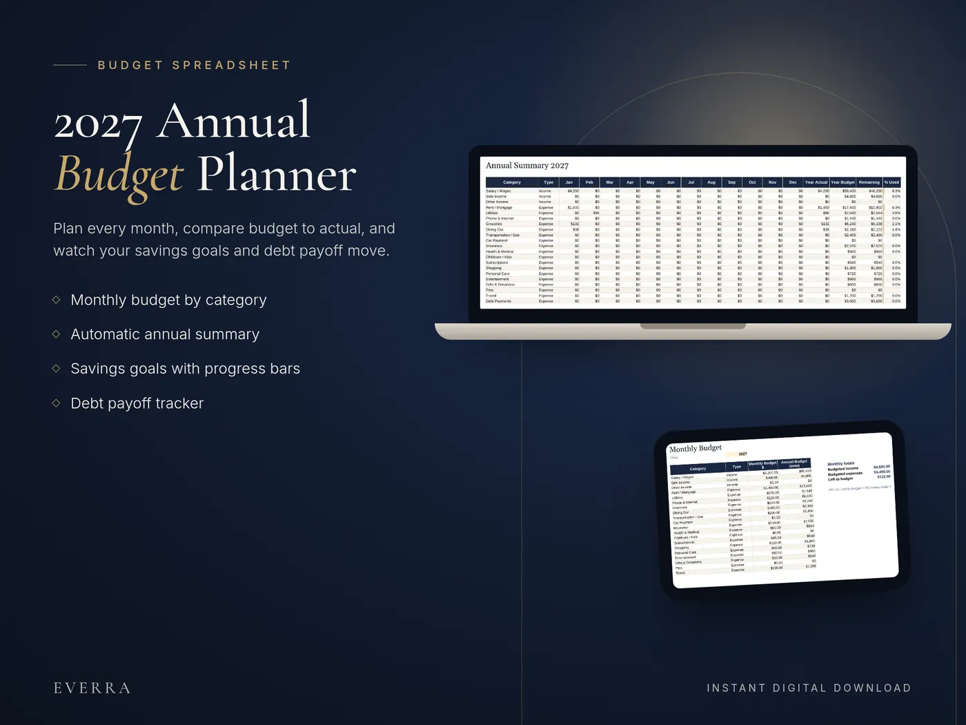 2027 Annual Budget Planner on a laptop