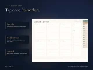 Weekly spread close-up with side tabs